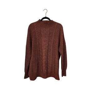Maurice's Women's Cable Knit Sweater Size XL Marled Red/Brown Casual Preppy